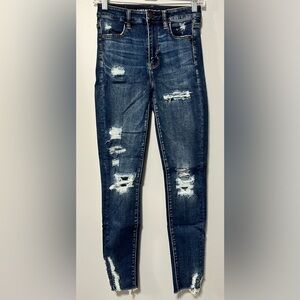 American Eagle Outfitters Dark Blue Distressed Jeans 4R